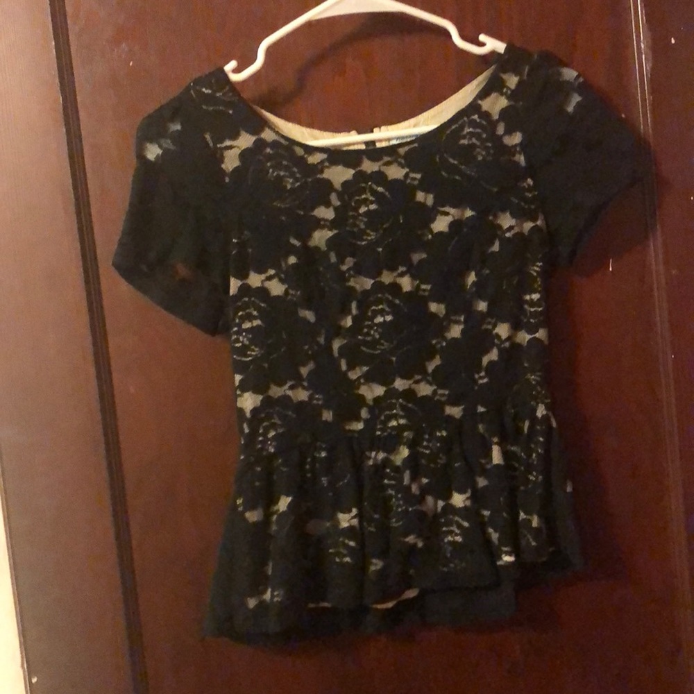 black and crème dress top